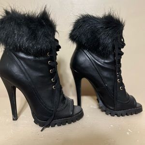 Black heeled booties from Shoe Dazzle, worn twice